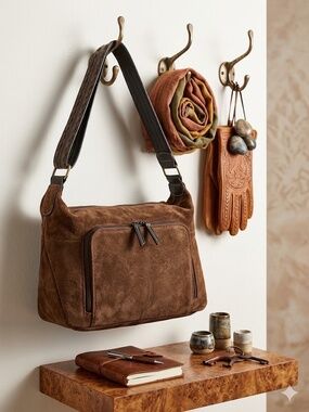 Giani Bernini Brown Suede Hobo Bag with Built-in Wallet Organizer